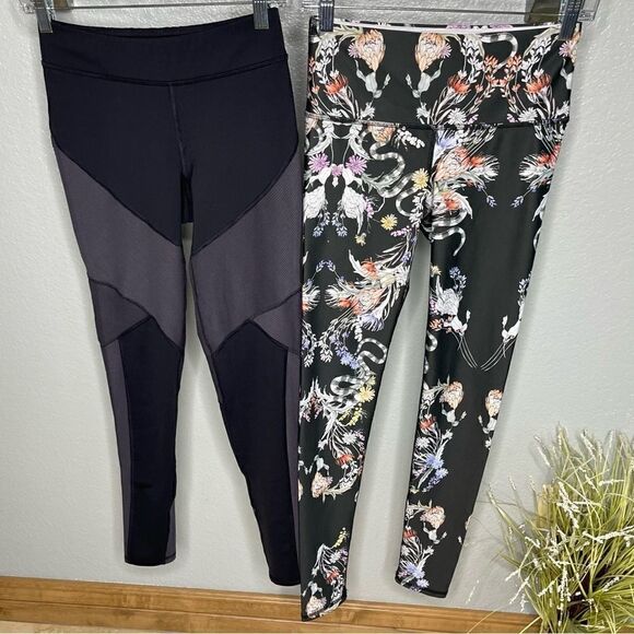 Noli Active Floral Snake Print & Champion Black Gray Leggings Size Small - Picture 1 of 16